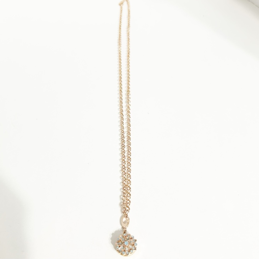 Magnolia and Vine Rose Gold Floral Crystal Necklace Mandala-Inspired Pendant